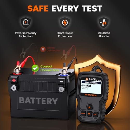ANCEL BT310 12V 24V Car Battery Tester, Lead-Acid & Lithium Battery Load Tester for 100-2000 CCA, Test Automotive Battery Health, Cranking & Charging System for Car Truck Motorcycle RV ATV Boat & More