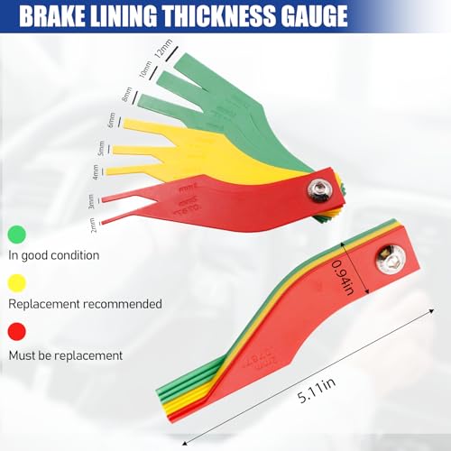 3PCS Digital Tire Tread Depth Gauge and Brake Pad Measuring Tool, Color Coded Ruler Automotive Handheld Gauge for Car Truck Motorcycle Bus Brake Lining Thickness Measurement