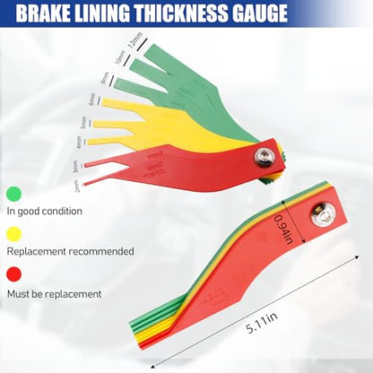 3PCS Digital Tire Tread Depth Gauge and Brake Pad Measuring Tool, Color Coded Ruler Automotive Handheld Gauge for Car Truck Motorcycle Bus Brake Lining Thickness Measurement