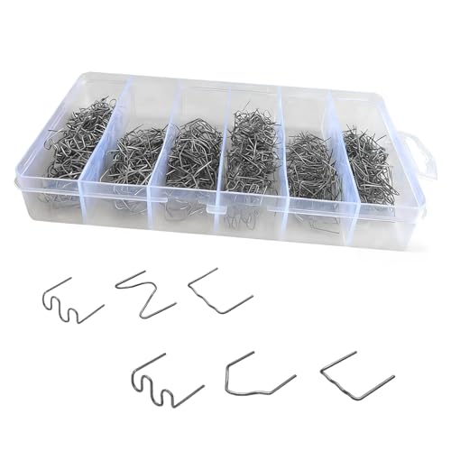 600 PCS Plastic Welding Kit with Storage Box, Hot Staples Bumper Welding Rods, 0.6mm 0.8mm Wave Shape Repair Kit, 6 Different Staple for Repair Car Bumper Dashboard (Black)