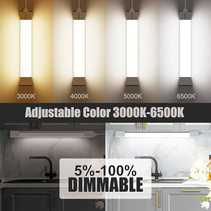 ONIDEK Under Cabinet Lights with Plug. 3000K-6500K Dimming and Color. with Wireless Control Panel and Remote Control.15W 1500LM for Garage, Kitchen, Bathroom, Closet, Office (16 inch-2pcs) - size: 16 inch-2pcs