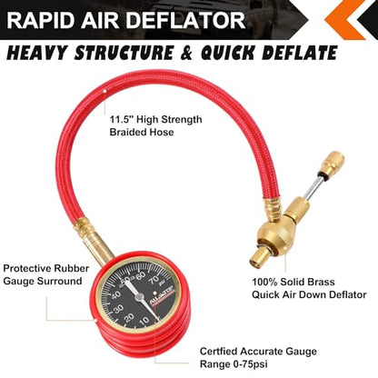 ALL-TOP 4x4 Rapid Tire Deflator Kit 0-70PSI Tire Pressure Gauge/Air Down Master/for Offroad Tire of Jeep, Truck & ATV - color: Rapid Tire Deflator