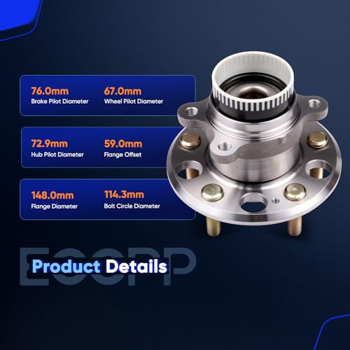 ECCPP 512437 Wheel Bearing Hub Assembly for Hyundai Sonata 2010-2014 | for Kia Optima 2011-2016 5 lugs w/ABS Sensor Pre-Greased Sealed - size: 512437