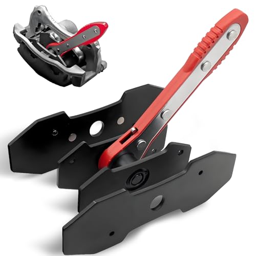 Brake Caliper Press Tool with 360 Degree Swing Ratchet, Brake Piston Compressor Tool, Brake Pad Spreader, Brake Caliper Press Ratchet with 2 Extra PCS Steel Plates Range from 1.57"-2.76", Red - color: Red