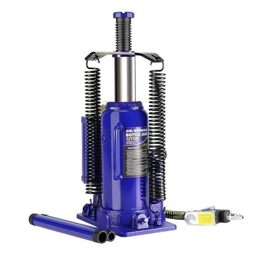 Pneumatic Jack Hydraulic Bottle Jack,12 Ton//24,000 LBS All Welded Bottle Jack, 10.2-20.1 inch Lifting Range, with Manual Hand Pump & Handle,Heavy Duty Auto Truck Travel Trailer Repair Lift - color: Blue, size: 12Ton
