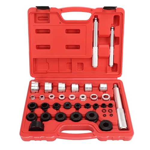 33pcs Master Bushing Driver Set, Metric and Standard SAE Bearing Seal Removal Installer Kit, Professional Wheel Bearing Race and Seal Bush Tool Set with 3 Drive Handles for Car Tru