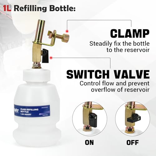 2L Brake Bleeder Vacuum Pump Kit with 1L Refilling Bottle and 2 Silicon Bleed Hoses,Pneumatic Brake Fluid Extractor Suitable for Most Brake Mast Cylinder - size: 2L