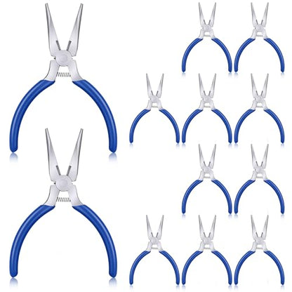 12 Pack Needle Nose Pliers, 5 Inch, Long Nose Pliers with Side Cutter, Spring Loaded for Cutting and Bending Wire