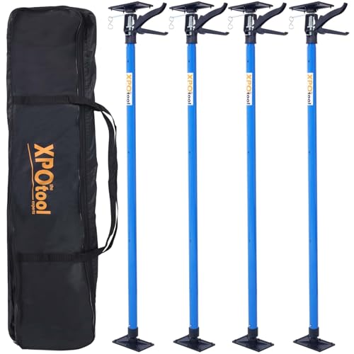 4 Pack Adjustable Support Pole, Steel Telescopic Adjustable 3rd Hand Support System, Extends 45 to 114 Inch, Supports up to 154 lbs for Jacks, Cargo Bars, Drywalls (Blue, 45"-114" 4PC) - color: Blue, size: 45"-114" 4PC