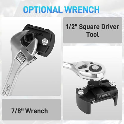Universal Adjustable Oil Filter Wrench– 2-3/8 to 3-1/8 Inch (60-80mm) Cap Style Tool, 1/2" Drive Removal Tool with Non-Slip Serrated Jaws – Fits Small to Medium Spin-on Filters, UTVs, JetSkis - size: 60-80 mm
