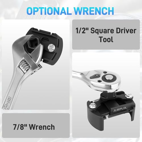 Universal Adjustable Oil Filter Wrench– 2-3/8 to 3-1/8 Inch (60-80mm) Cap Style Tool, 1/2" Drive Removal Tool with Non-Slip Serrated Jaws – Fits Small to Medium Spin-on Filters, UTVs, JetSkis - size: 60-80 mm
