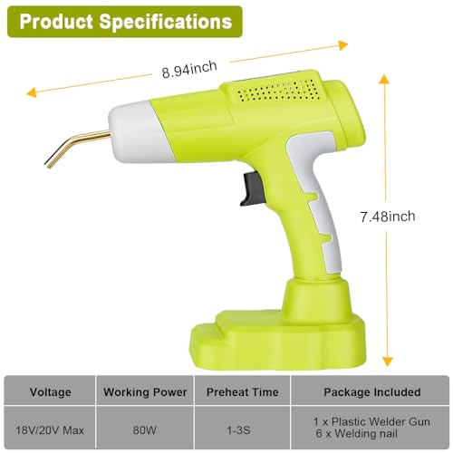 Choerinton Plastic Welder Compatible with Ryobi 18V Battery, with 600PCS Staples, Pure Copper Transformer, Rapid Heating, Plastic Welding Kit for Car Bumper, Dashboard & Repair(No Battery) - color: For Ryobi Battery
