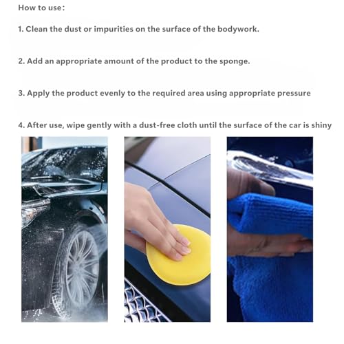 Car Scratch Remover Wax & Repair Paste - Erases Scuffs in 3 Seconds - Complete Kit with Sponge and Microfiber Cloth for Door Handle Scratches & Swirls - 120ml