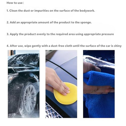 Car Scratch Remover Wax & Repair Paste - Erases Scuffs in 3 Seconds - Complete Kit with Sponge and Microfiber Cloth for Door Handle Scratches & Swirls - 120ml