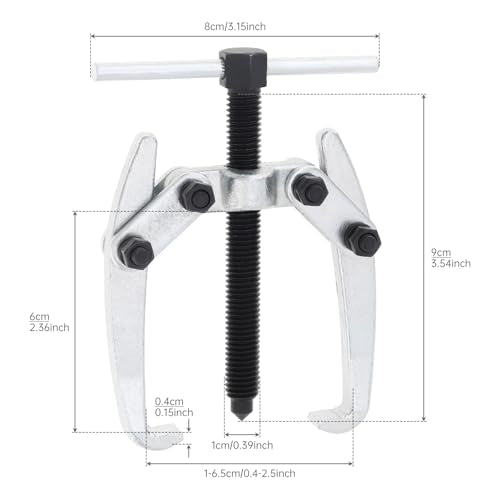 ChgImposs 2.5 Inch 2-Jaw Gear Puller, High Carbon Steel Heavy-Duty Bearing & Pulley Remover, Adjustable 10-65mm Jaw Spread, 1.5T Capacity - size: 10-65mm
