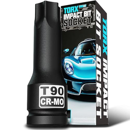 1/2" Drive T90 Torx Bit Socket, Star Bit Socket, CR-MO Steel, Motorcycle, Bicycle Machinery Repair - size: 1/2" T-90 Deep