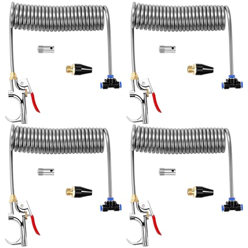 4 Set Air Blow Gun Kit with 11.5 ft Nylon Hose Heavy Duty Truck Air Seat Blow Gun Kit with 2 Interchangeable Nozzle Tips for Semi Truck 1/4 Inch Npt for Tractor Dust Clean (Gray,Plastic) - color: Gray, style: Plastic