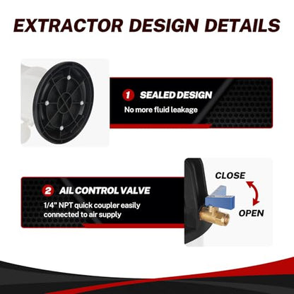 BILITOOLS 9L Pneumatic Oil Extractor Pump for Automotive Engine Oil Change | 2.4 Gallon Automotive Oil Vacuum Pump Fluid Extractor Air Compressored for Boat Marine Jetski ect. - size: Pneumatic
