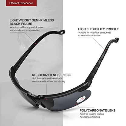 xaegistac Shooting Glasses with Case-Safety Glasses Anti Fog | Z87.1 Certificated Impact Resistance Safety Glasses for Hunting Shooting Sports - color: Black