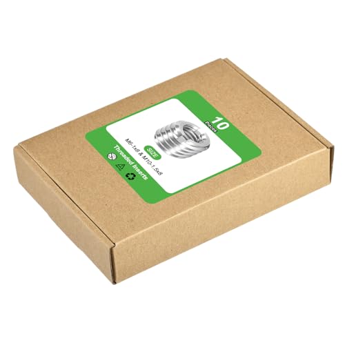 uxcell 10Pcs Threaded Inserts, M6-1x8 & M10-1.5x8 Stainless Steel 303 Screw Thread Sleeves Thread Repair Insert for Mechanical Equipment - size: M6-1x8 & M10-1.5x8mm