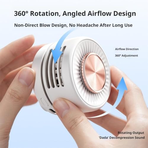 Wearable Neck Fan Hands Free, Portable 360° Adjustable Personal Fan with 3 Speeds, 80g Ultra Light Clip on Collar Fan USB C Rechargeable, Quiet Bladeless Wearable Fan for Travel Office Outdoor - color: Blue