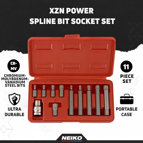 NEIKO 10078A XZN Triple Square Spline Bit Socket Set | 11 Piece Long and Short | 12 Point | CrV Steel - style: Standard