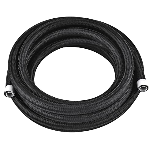 6AN 20FT PTFE Fuel Line Hose, E85 Nylon Braided Stainless Steel Fuel Hose Compatible with all Automotive Fuels, Lubricants, and Coolant - Black - color: Black, size: 6AN-20FT