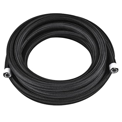 8AN 20FT PTFE Fuel Line Hose, E85 Stainless Steel Nylon Braided Fuel Hose Compatible with all Automotive Fuels, Lubricants, and Coolant - Black - color: Black, size: 8AN-20FT