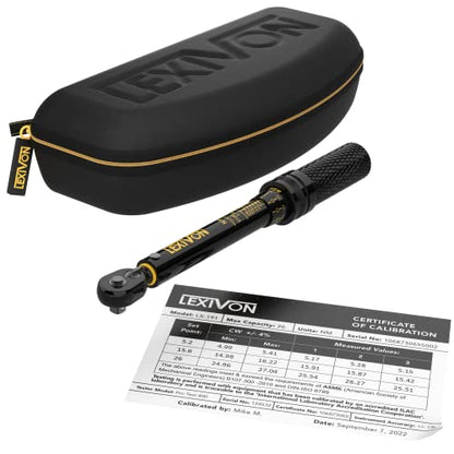 LEXIVON Bike Torque Wrench 1/4-Inch Dr. 15-Piece Kit | 72-Tooth Gear, Dual-Direction Click Type 2~26 Nm / 17.7~230.1 in-lb (LX-191) - style: Bike Torque wrench kit