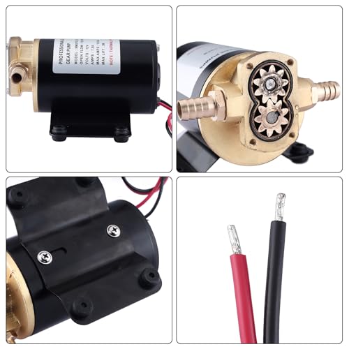 NovelBee Self Priming Impeller Pump,3.2GPM Gear Oil Pump,Self Priming Oil Change Extractor Pump for Diesel Lubricants Machinery Fuel Scavenge Oil Transfer (12V)