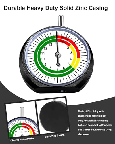 GODESON Truck Dial Tire Tread Depth Gauge,Reads in 1/32 Inch Increments，Suitable for Motorcycle, Car, Truck and Bus - color: Black and White