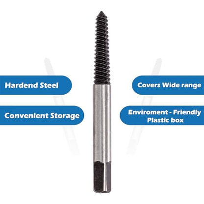 TJR® 5pcs Spiral Screw Extractor Set Sizes #1-#5 for M3-M8 - Easy Out Multi-Spline Stripped Bolt Remover