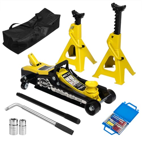 Hydraulic Low Profile Trolley Floor Jack, Heavy Duty Hydraulic Car Floor Jack with Quick Lift Pump, Aluminum and Steel Racing Floor Jack for All Terrain Vehicles, 3 Ton Capacity