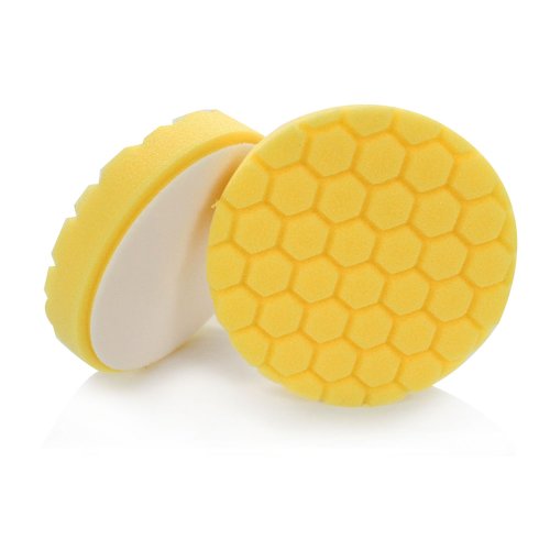 Chemical Guys Hex-Logic Heavy Cutting Pad Yellow, 5.5 Inch Foam | For paint correction and deep defect removal on 5 inch backing plates, with laser cut cells, for swirl marks and scratches - size: 5.5 Inch Pad (1 Pack), style: Heavy Cutting