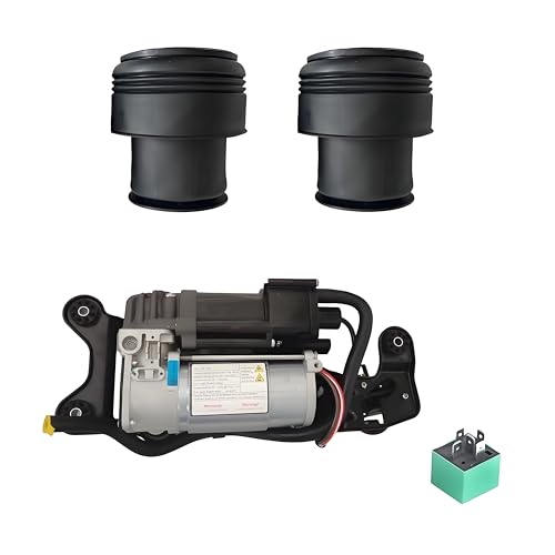 Air Ride Suspension Compressor with Bracket Valve Block and Air Spring Suspension Bags Compatible with BMW X5 F15 X6 F16 2014-2019 37206875177 37206868998 37206850555