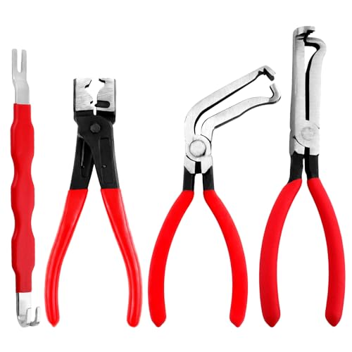 4 Pcs Electrical Disconnect Pliers Set for Cars, Automotive Electrical Connector Separaator,Electrical Plug Connector Disconnect Tool,Terminal Removal Tool Disconnect Tools for Trucks and SUVs - color: Red 4 Pcs
