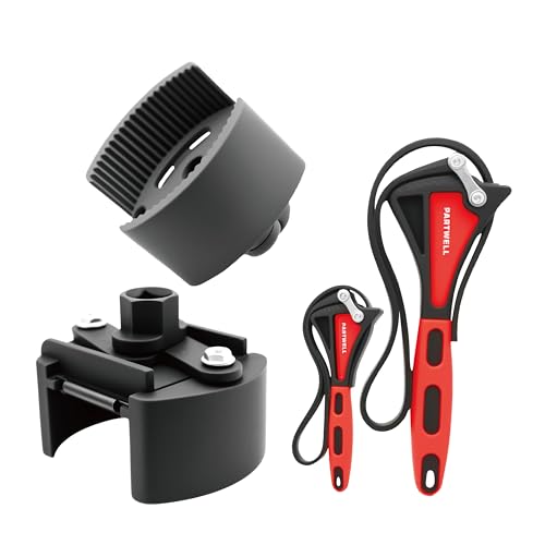 4Pcs Oil Filter Wrench Adjustable Universal | Oil Filter Removal Tool for Cars, Trucks & SUVs (60-80/80-105mm) + Non-Slip Strap Wrench for Home Plumbing |