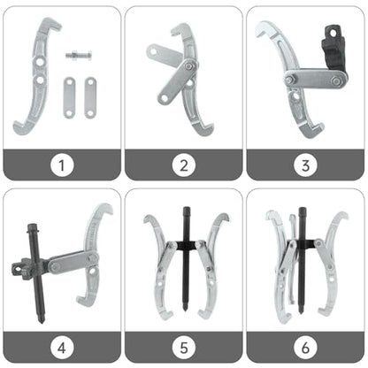 ChgImposs 10 Inch 3-Jaw Gear Puller, 2 Jaw 3 Jaw Puller for Pulley Gears Bearings and Flywheels, Heavy Duty Pulley Puller with Reversible Jaws, High Carbon Steel Removal Tool Bearing Puller Tool - size: 10 Inch