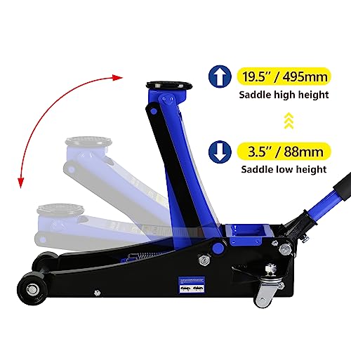 2.5 Ton Low Profile Floor Jack, Heavy Duty Steel Racing Floor Jack with Dual Pistons Quick Lift Pump, Lifting Range 3.5"-19.5", Hydraulic Professional Car Jacks 2.5 Ton/5000 LBS Capacity, Blue - color: Blue - 2.5 Ton(Dual Pump), Lift 3.5"-19.5"