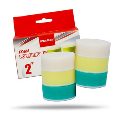 Maxshine 2” Hook and Loop Foam Polishing Pads Kit – Specially Designed for Polishing Small Areas, Comes with 6 Piecess of Pads for Cutting, Polishing, Finishing (2 Pieces Each) - size: 2"