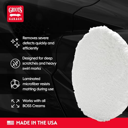 Griot's Garage BOSS Microfiber Fast Cutting Pads for Car Detailing, Polishing and Maximum Paint Correction, Orbital Polisher Buffing Pads, 5”, Set of 2 - size: 5 Inch Pads (Set of 2)