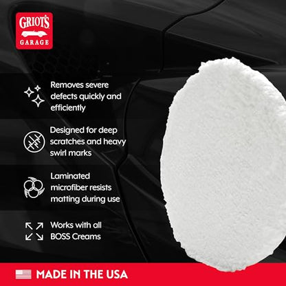 Griot's Garage BOSS Microfiber Fast Cutting Pads for Car Detailing, Polishing and Maximum Paint Correction, Orbital Polisher Buffing Pads, 5”, Set of 2 - size: 5 Inch Pads (Set of 2)