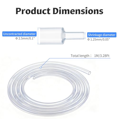 1M Heat Shrink Tubing, 2.5mm OD, 2:1 Ratio, Clear | Polyolefin Shrinkable Tube, Waterproof Electrical Insulation Tubing, for Wire Cable and Electronic Component Protection - size: 1M Φ2.5 Clear