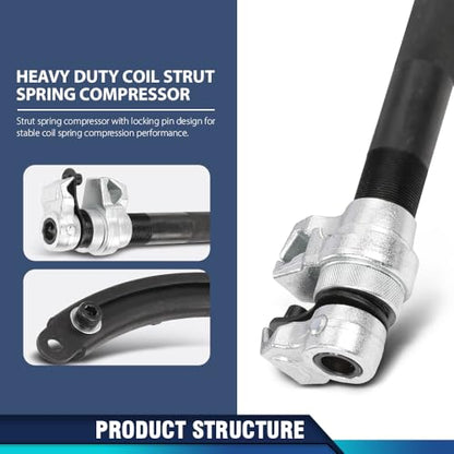 PIT66 Heavy Duty Coil Spring Compressor Tool Universal Fit Car Truck SUV Suspension Strut Remover Installer with Safety Guard