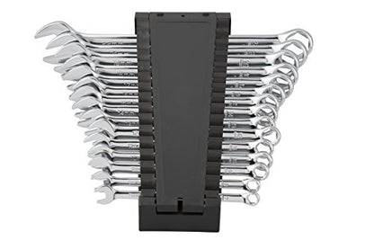 Steelman Pro 15-Piece Metric 6-Point Combination Wrench Set for Mechanics, Chrome Vanadium Alloy Steel, Angled Ends, Storage Rack Included - size: 15-piece