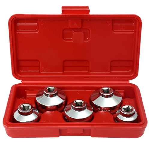 5-Piece 3/8-Inch Drive Oil Filter Wrench Socket Set: 24mm, 27mm, 32mm, 36mm, 38mm