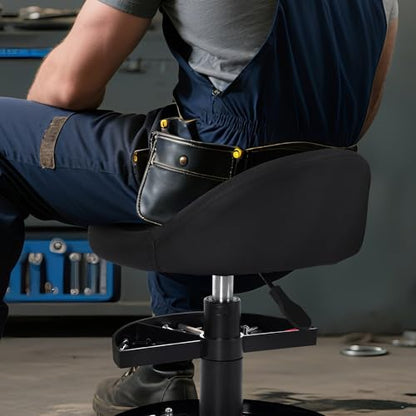 Frassie Rolling Mechanics Garage Seat Stool with Storage Tool Tray Adjustable Height for Auto Repair 300 LBS Capacity