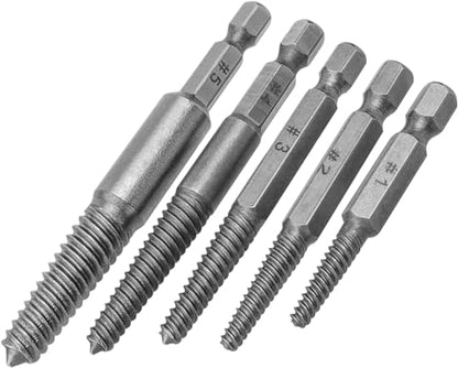 10 Piece Screw Extractor Set High-Speed Steel Easy Out Broken Bolt Removal Kit Damaged and Stripped Screws Remover Water Pipe Screw and Spiral Removing Tool with 1/4" Hex Shank