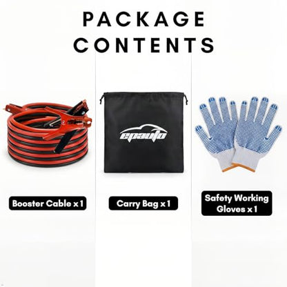EPAuto 4 Gauge x 20 Ft Heavy Duty Jumper Cables Emergency Boost Kit Car/SUV | With Safety Gloves & Travel Bag (Safe Jump Start for Dead Batteries) For Car & SUV - size: 20-Feet x 4-Gauge