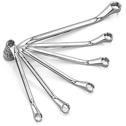Olsa Tools 6pc Box End Wrench Set, 45-Degree Offset, Chrome Vanadium Steel, Includes Organizer Tray - color: 6pc Set, size: SAE
